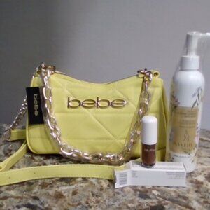 BUNDLE - BEBE Crossbody w/ Nakery body lotion and REM Beauty lippie